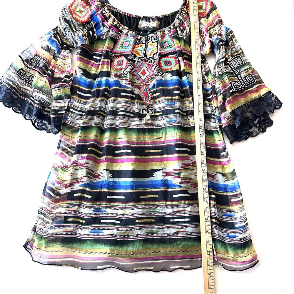 Vintage Collection Dress M‎ Medium Western Embroidered Tribal Lace - Picture 5 of 14